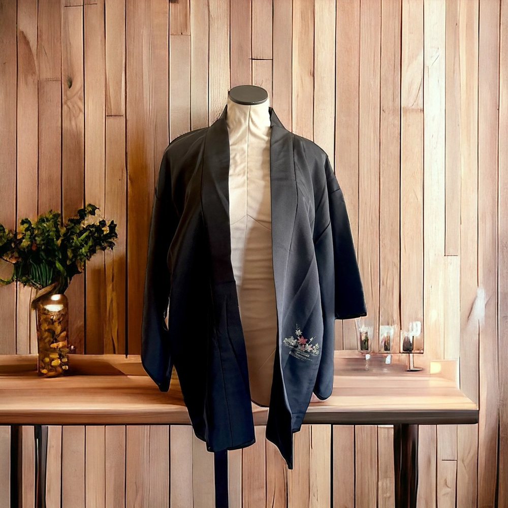 Japanese Traditional Black Haori Kimono Jacket